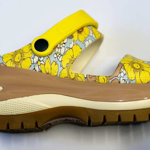 Crocs Mega Crush Retro Floral Sandals 'Vanilla Cork' 208966-1LQ - Picture 4 of 5